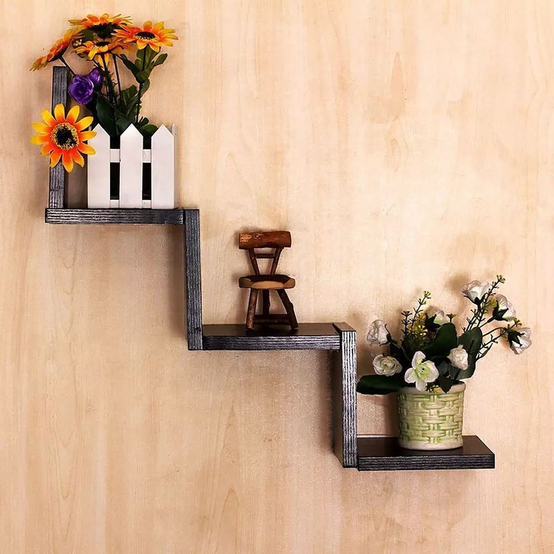MUEBLES GAUDI - Repisa Flotante de Melamina Zig Zag 14x55x12cm
