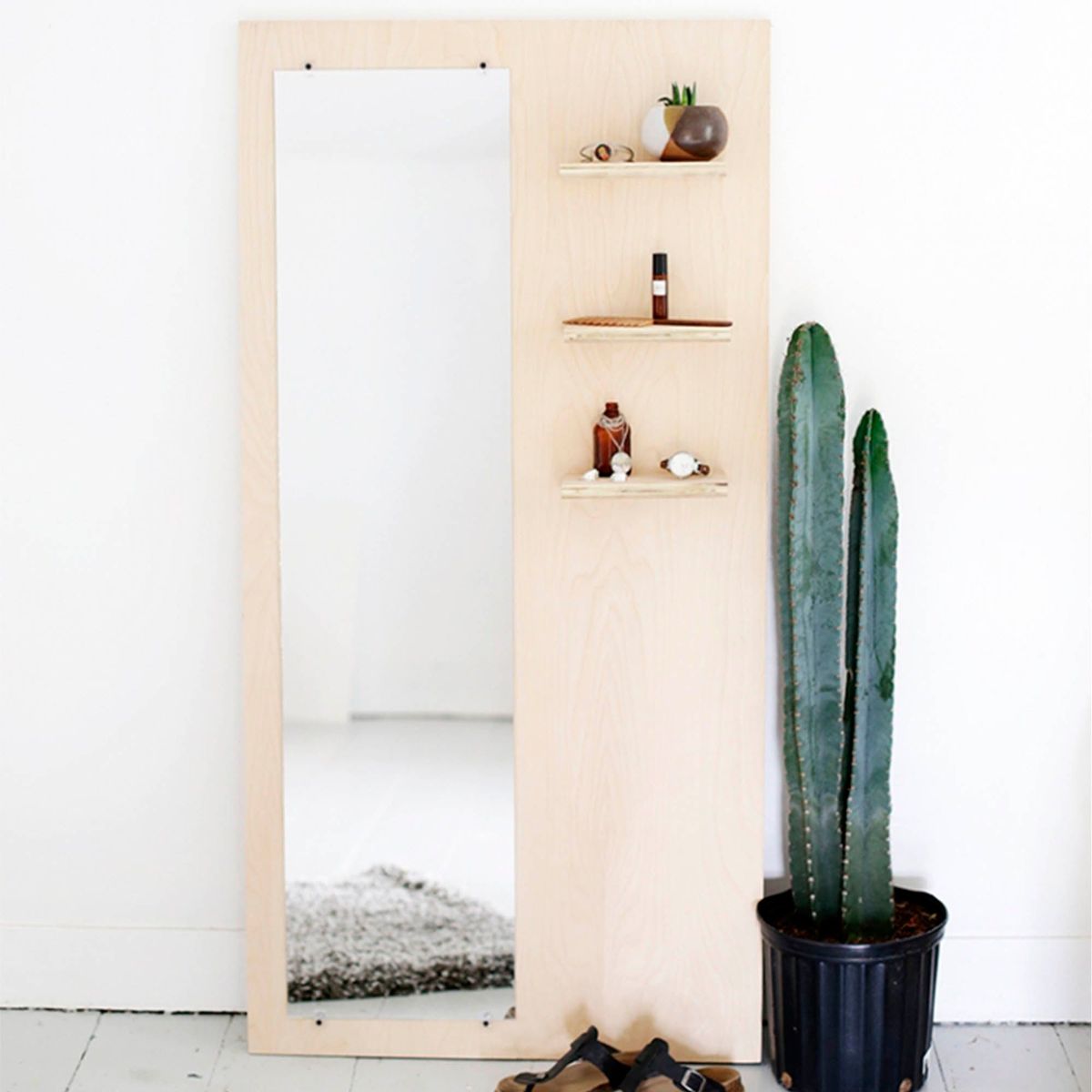  - Espejo Decorativo Rectangular Chello Manzano con 3 repisas 135x65cm