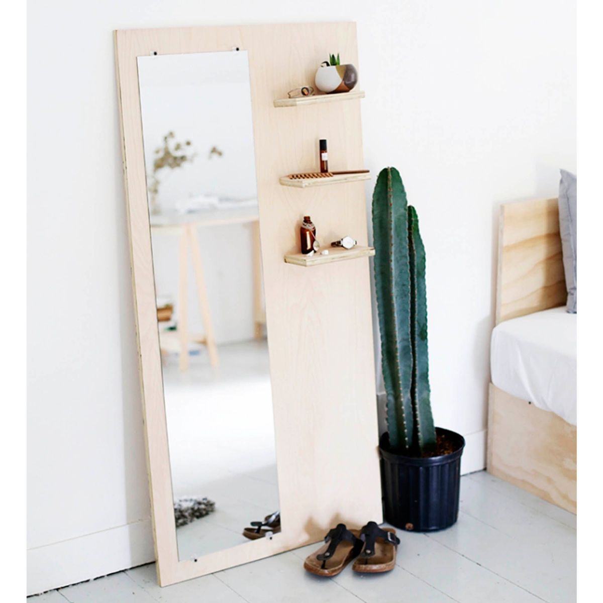  - Espejo Decorativo Rectangular Chello Manzano con 3 repisas 135x65cm