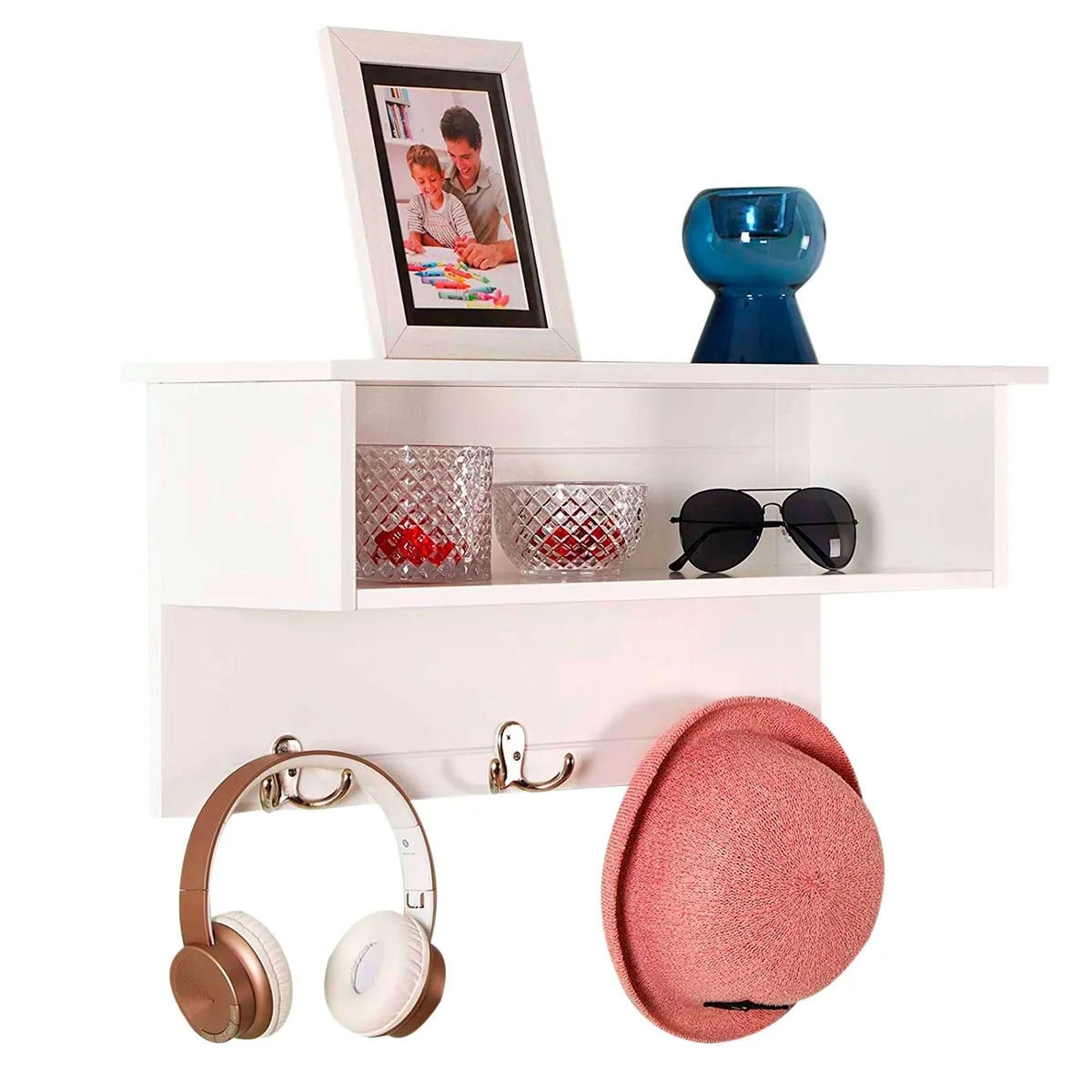 MUEBLES GAUDI - Perchero de Pared Lia Doble Blanco