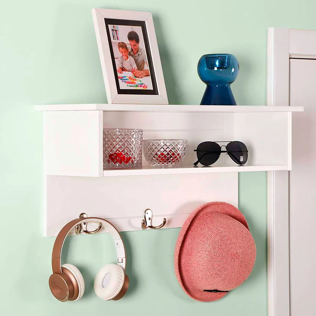 MUEBLES GAUDI - Perchero de Pared Lia Doble Blanco