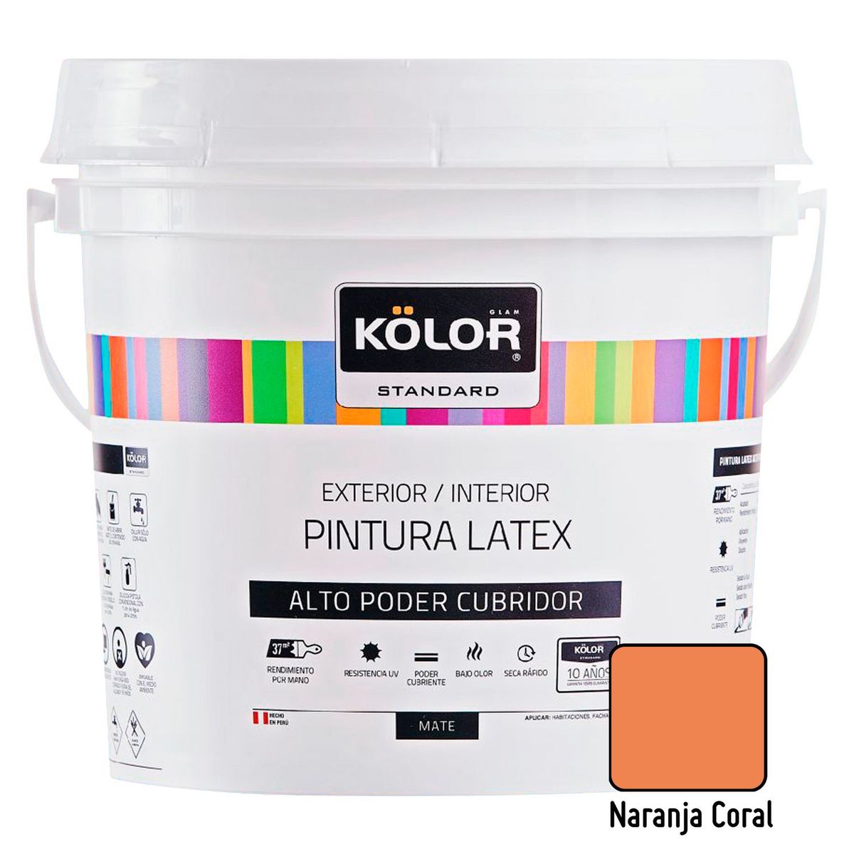 KOLOR - Latex Standard Naranja Coral 4 Lt.