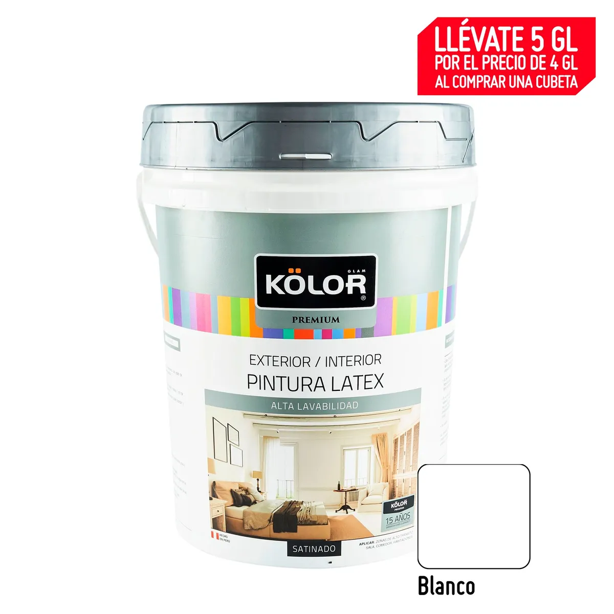 KOLOR - Pintura Látex Satinado 20L Blanco