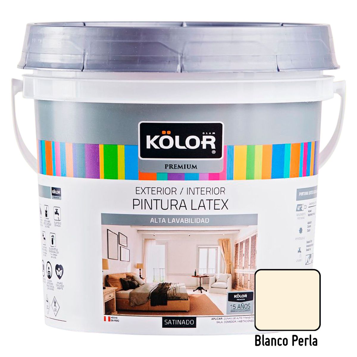KOLOR - Pintura Látex Satinado 4L Blanco Perla