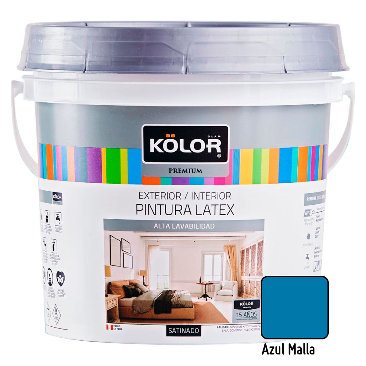 KOLOR - Pintura Látex Satinado 4L Azul Malla