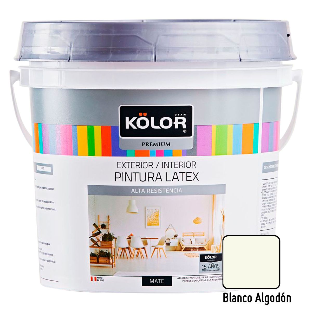 KOLOR - Pintura Látex Premium 4L Blanco Algodón