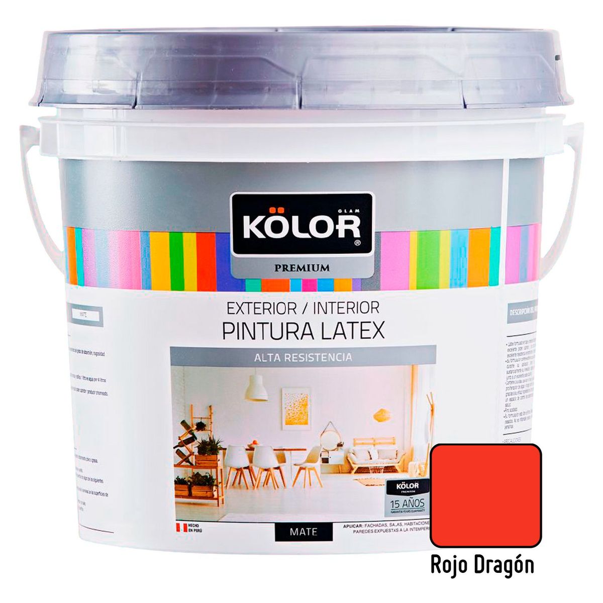 KOLOR - Pintura Látex Premium 4L Rojo Dragón