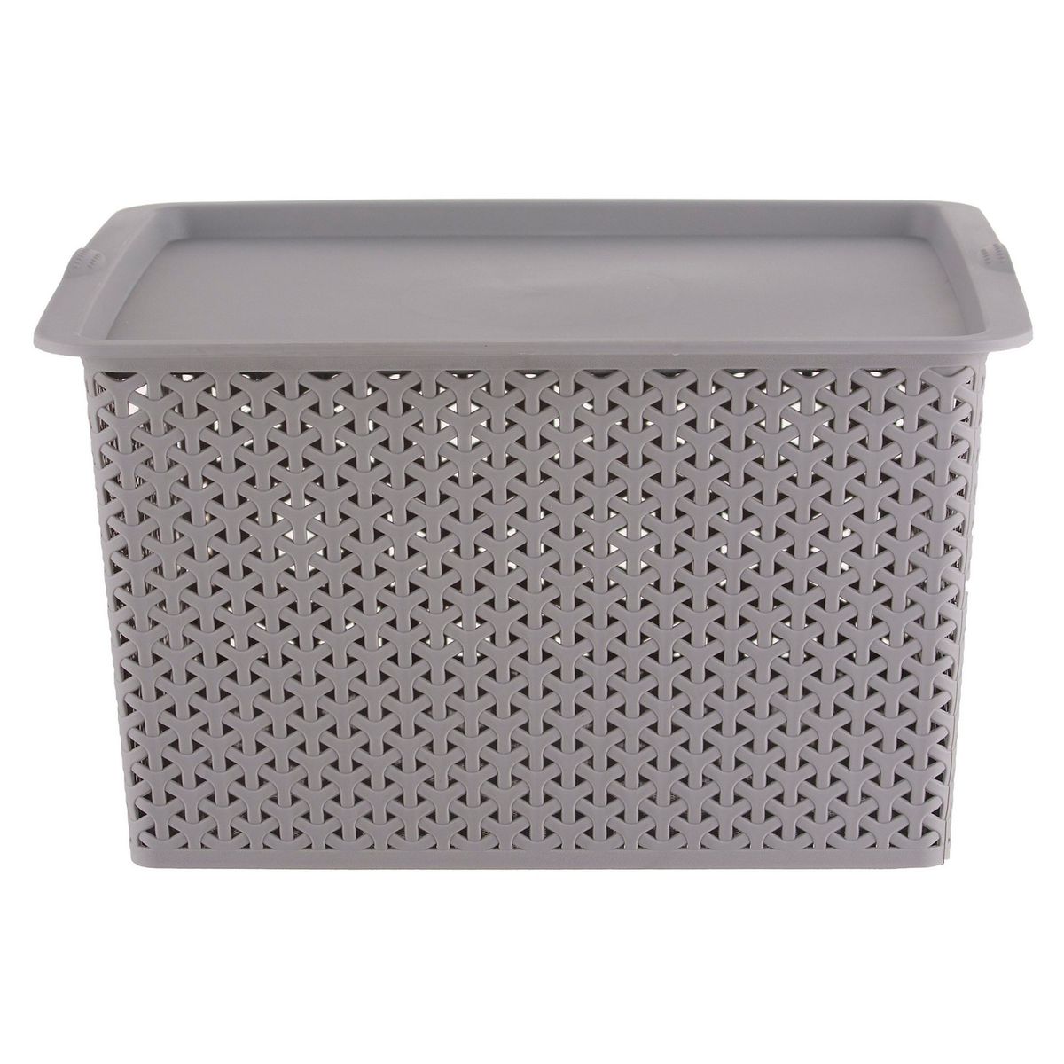 JUST HOME COLLECTION - Canasta Gris Ratán con Tapa 35L