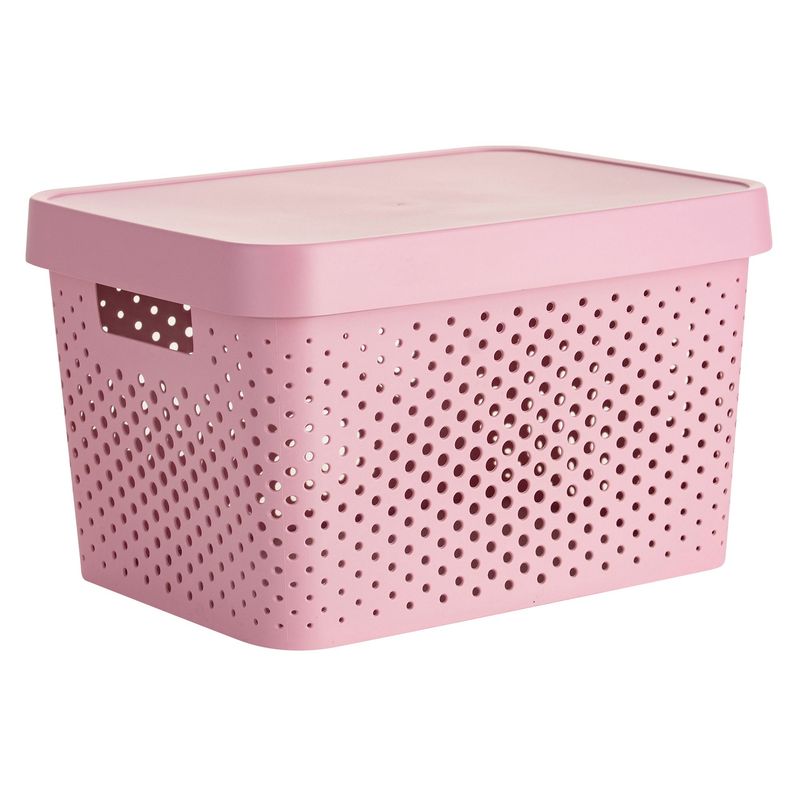 JUST HOME COLLECTION - Canasto C/Tapa Grande Rosa 17L   