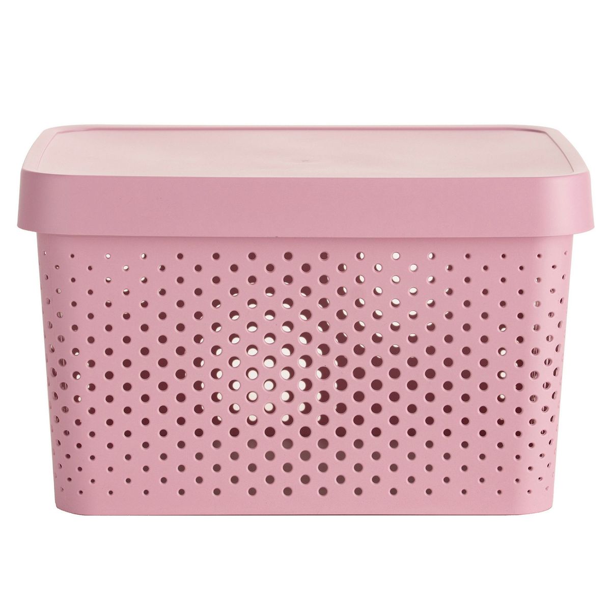 JUST HOME COLLECTION - Canasto C/Tapa Grande Rosa 17L