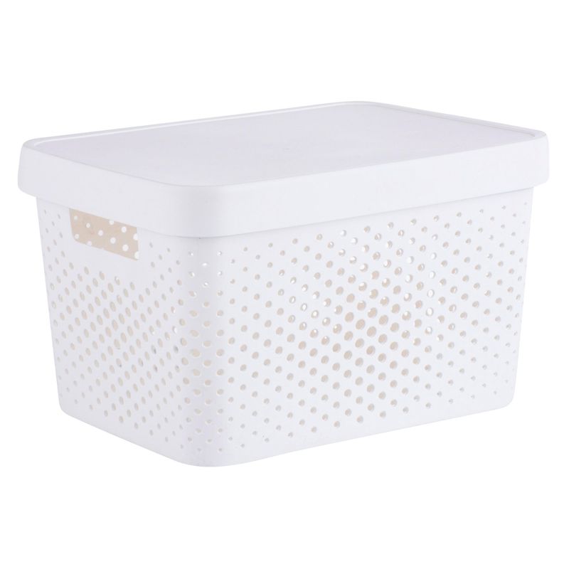 JUST HOME COLLECTION - Canasto C/Tapa Grande Blanco 17L 