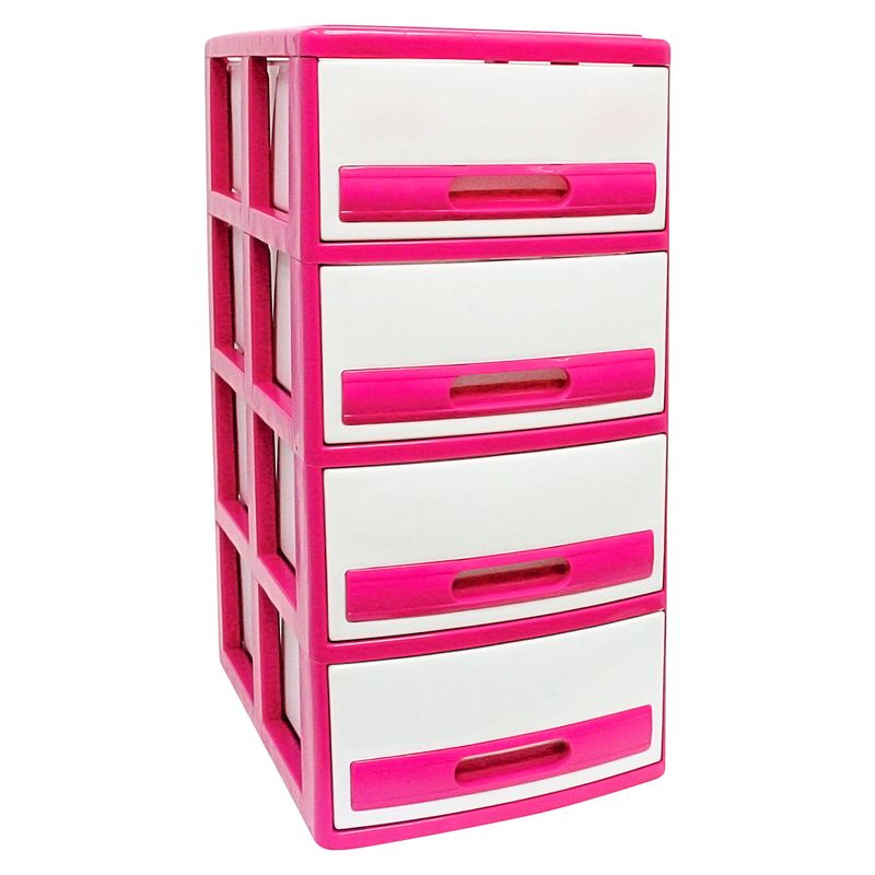 MAGICPLAST - Cómoda Cabinet Plástica 4 Cajones  Fresa y Marmol