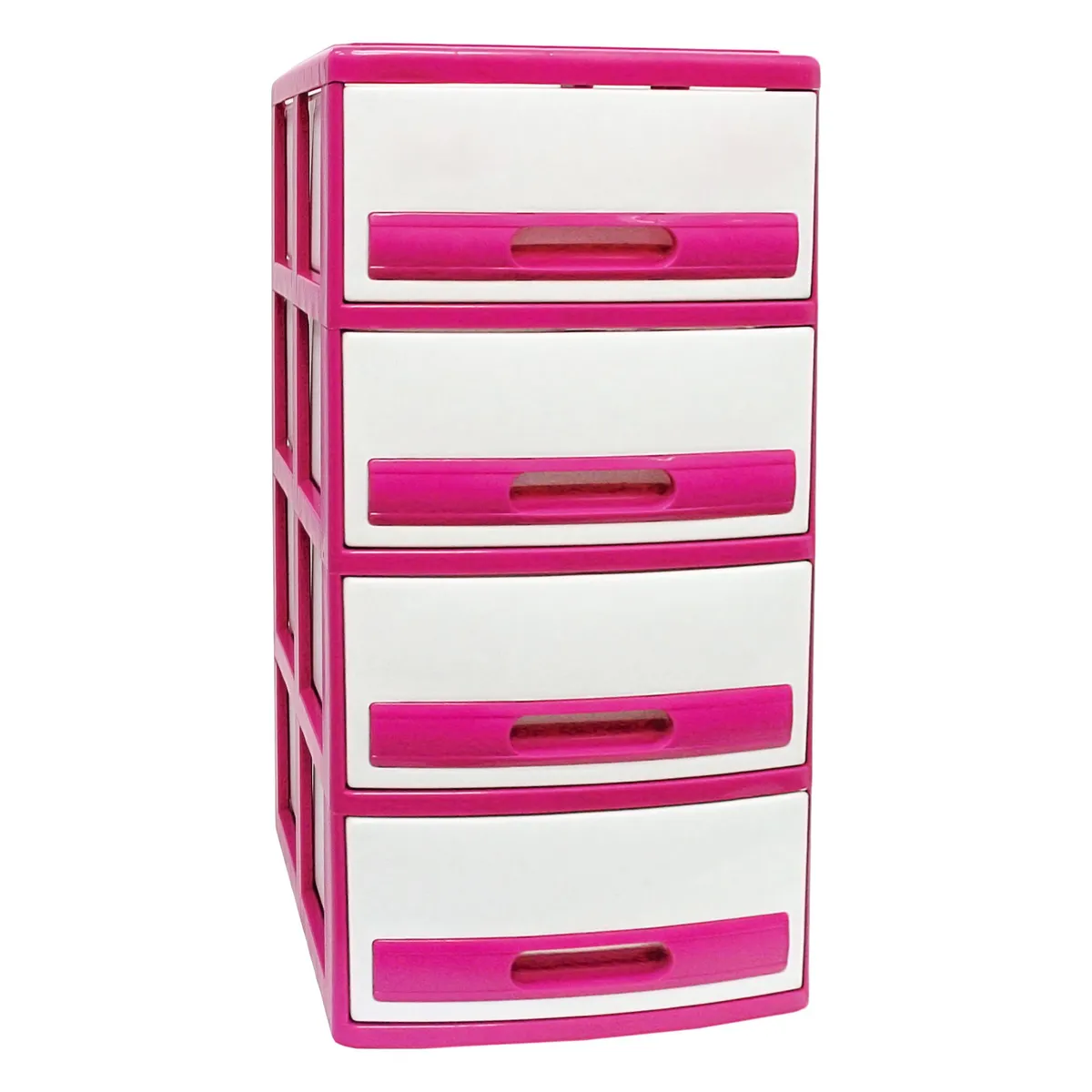 MAGICPLAST - Cómoda Cabinet Plástica 4 Cajones Fresa y Marmol