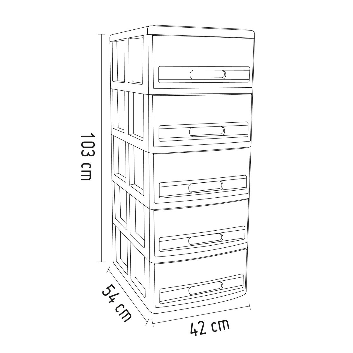 MAGICPLAST - Cómoda Cabinet Plástica 5 Cajones Lila y Fucsia