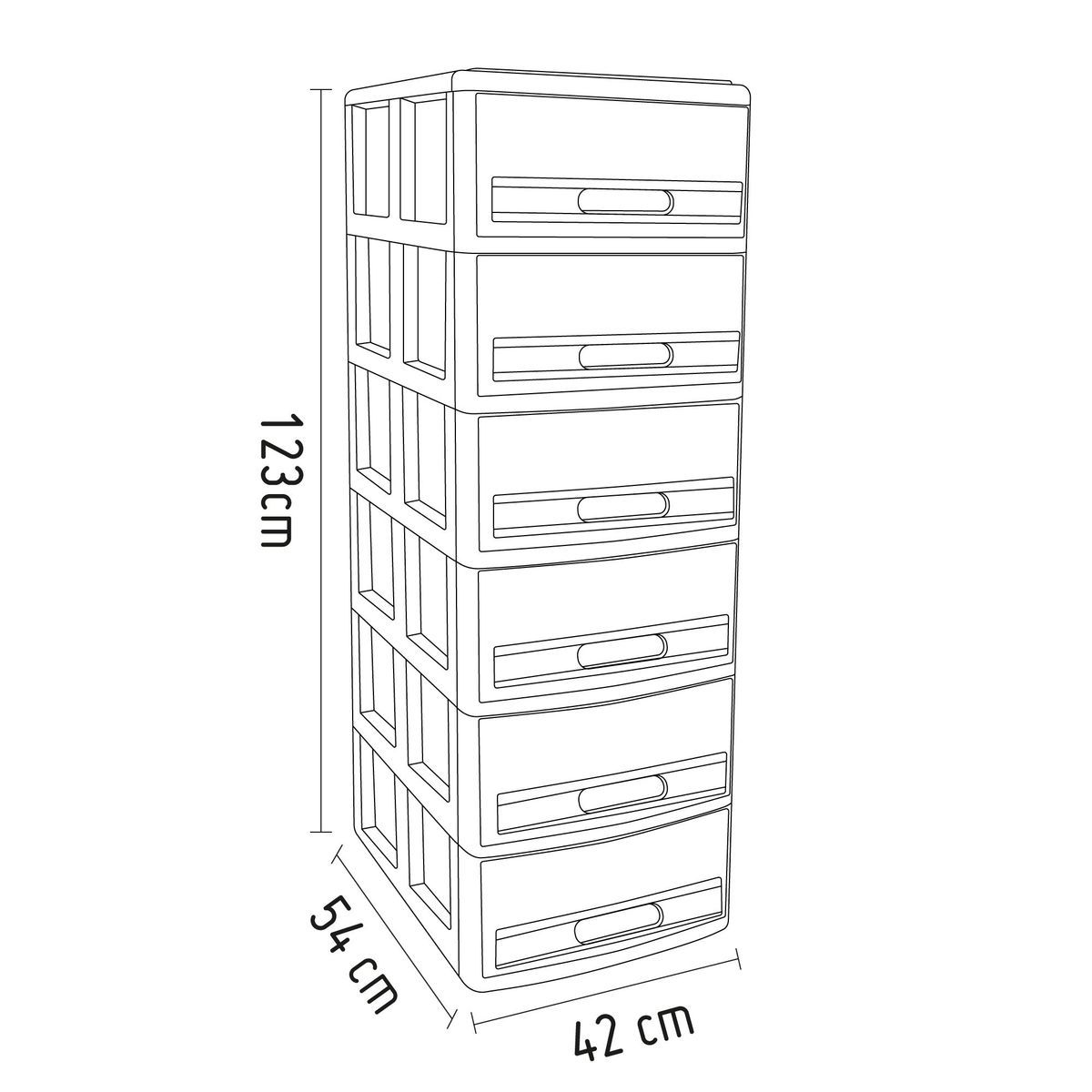 MAGICPLAST - Cómoda Cabinet Plástica 6 Cajones Acero y Crema