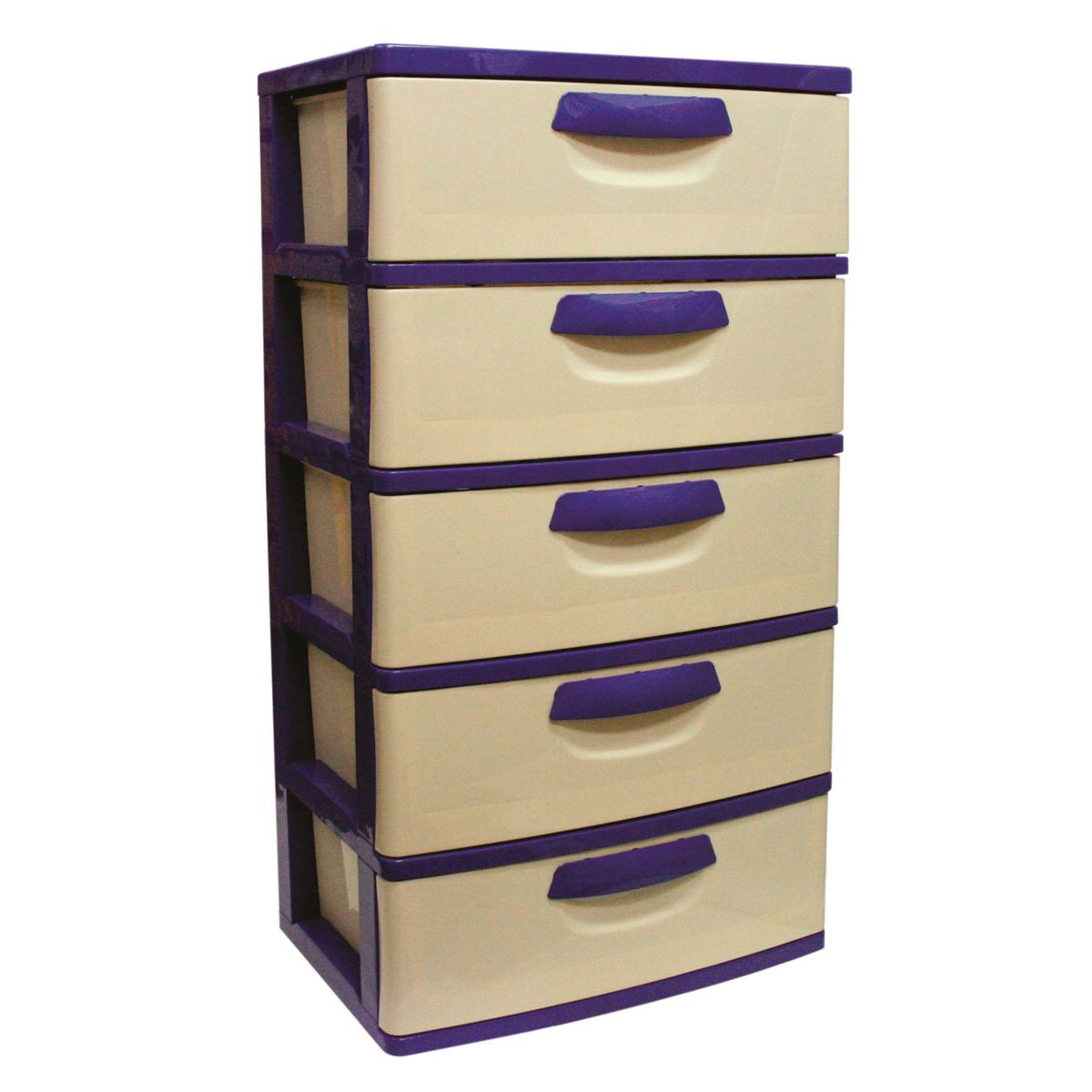 MAGICPLAST - Cómoda Jumbo Plástica 5 Cajones Acero y Crema