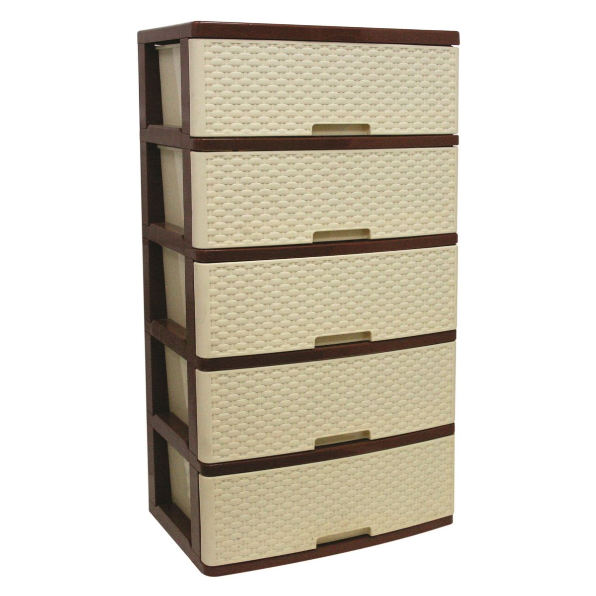 MAGICPLAST - Cómoda Mitran Plástica 5 Cajones Marron y Crema