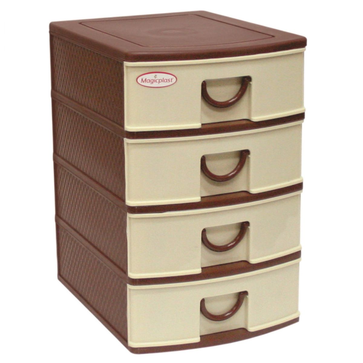 MAGICPLAST - Comoda de Plastico Magic 4 Cajones Marrón Crema