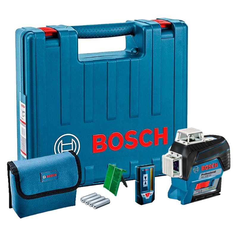 BOSCH - Nivel Láser 3 Líneas Verde Bosch 360° GLL 3-80 CG + Receptor LR7