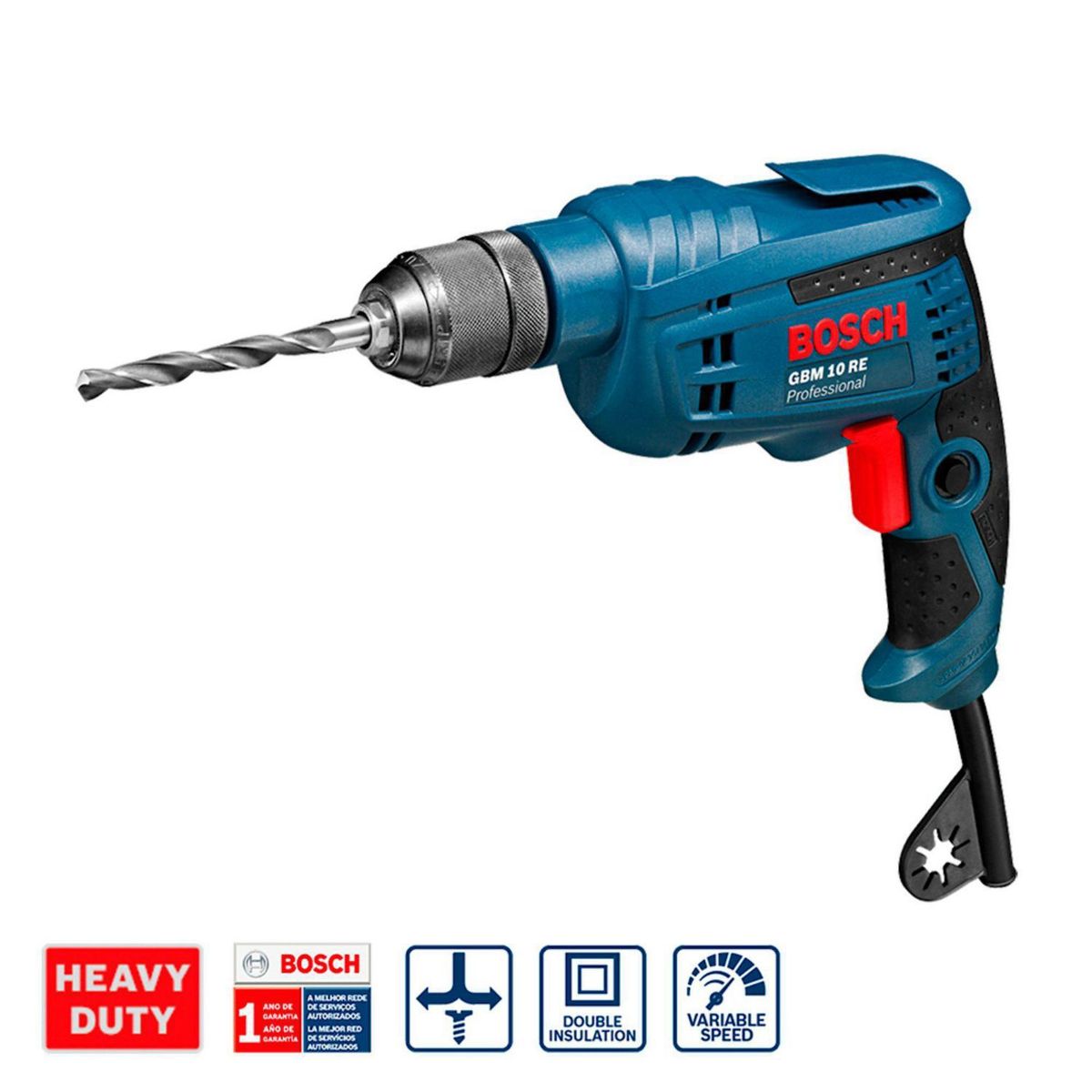 BOSCH - Taladro de Rotación Eléctrico Bosch 3/8" 600W GBM 10 RE Bosch