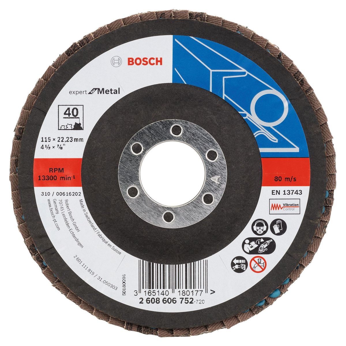 BOSCH - Disco Flap X571 Expert for Metal 115mm G40 Fibra de Vidrio Bosch