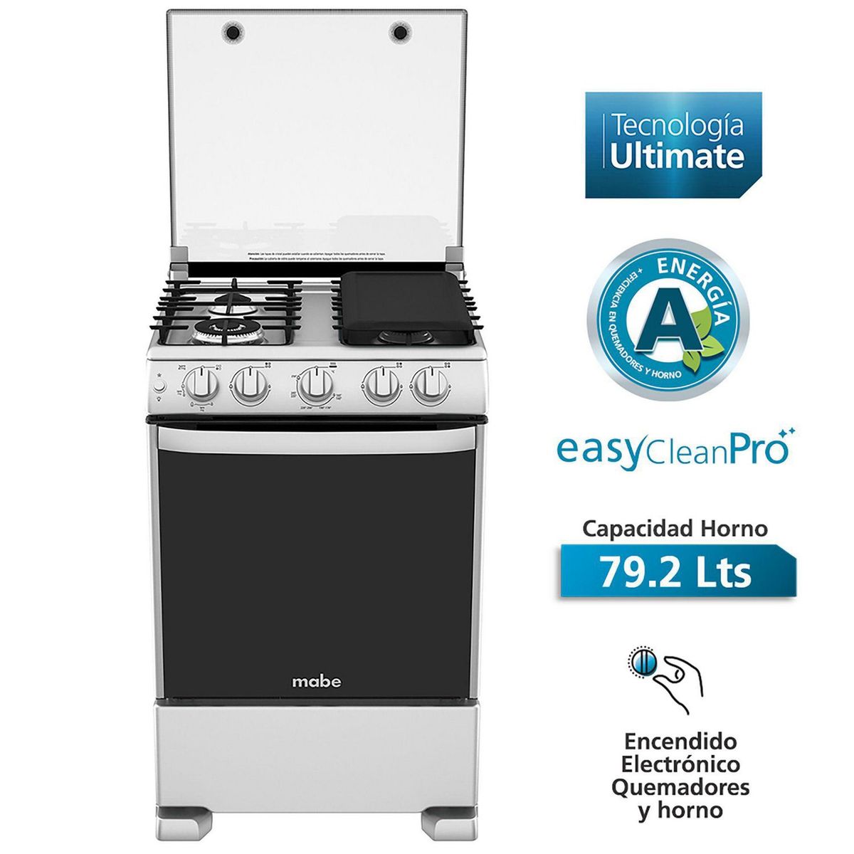 MABE - Cocina Mabe a Gas 4 Hornillas CME6060CSYX Acero Inox