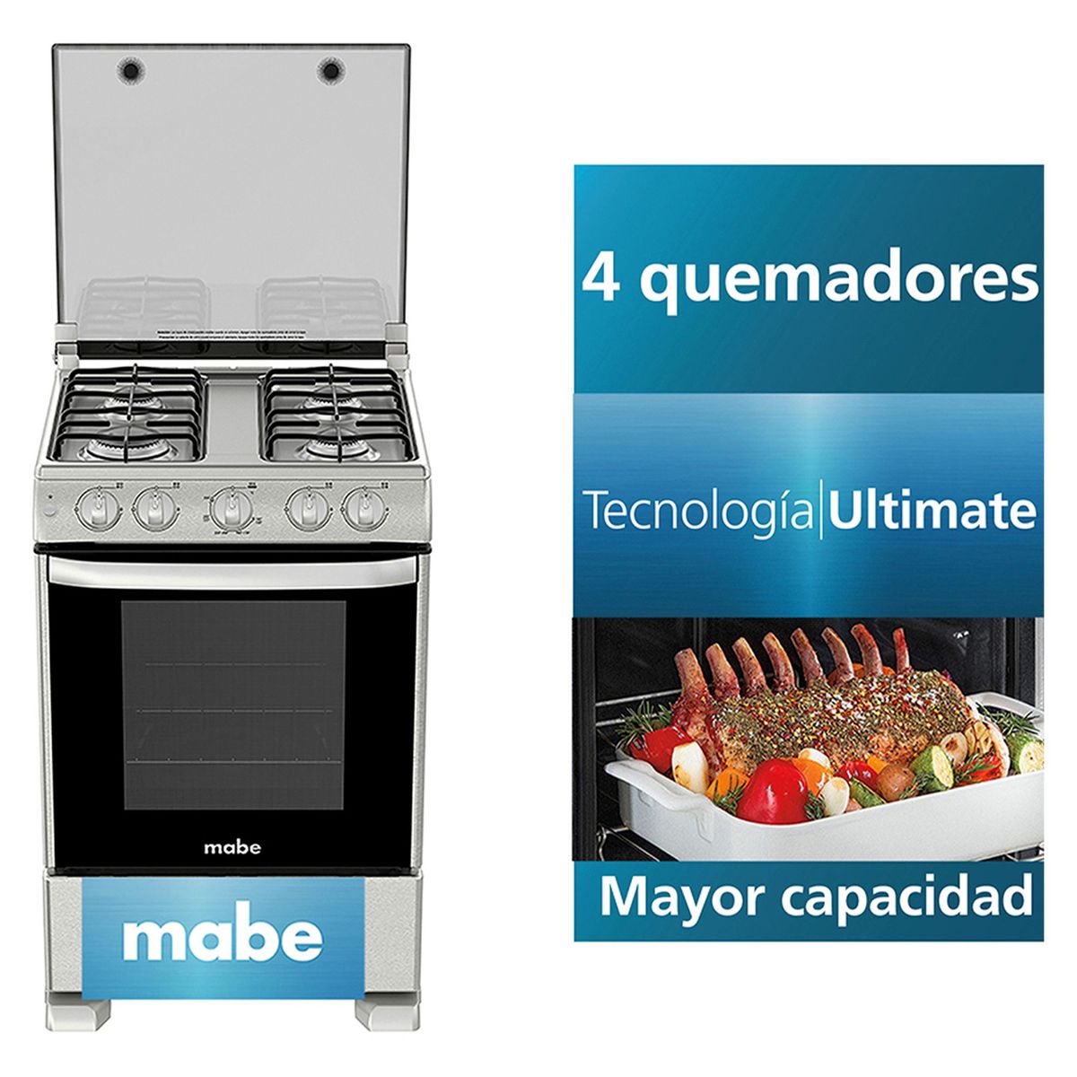 MABE - Cocina Mabe a Gas 4 Hornillas CME6042CSYX0 Acero Inox
