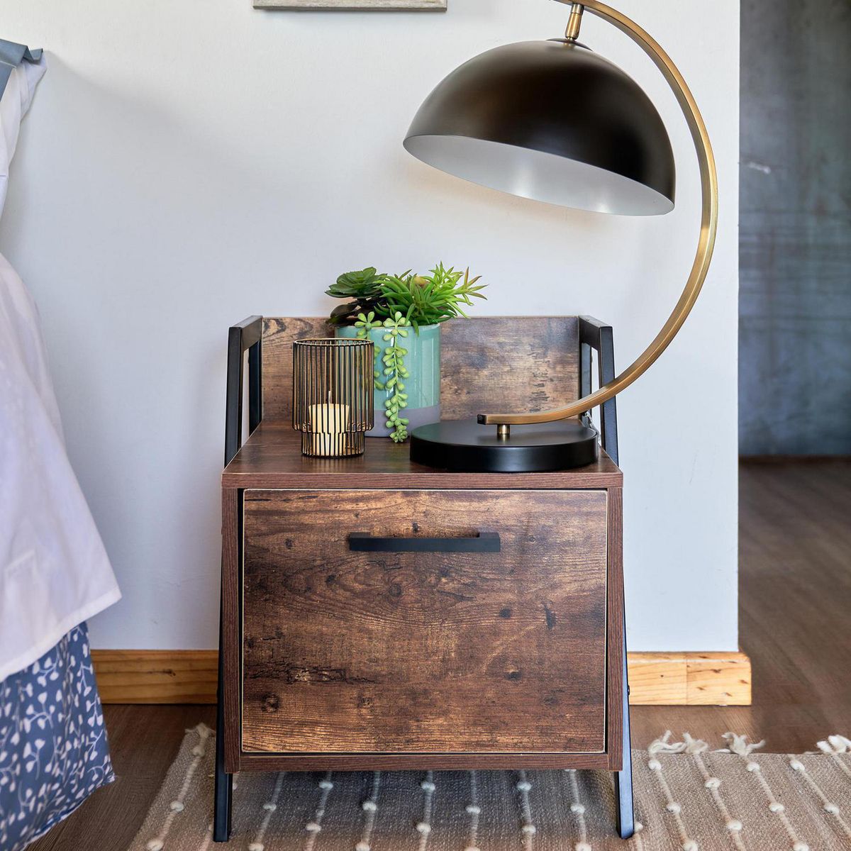 JUST HOME COLLECTION - Lámpara de Mesa Bissen 1L E27 Negro/Marrón