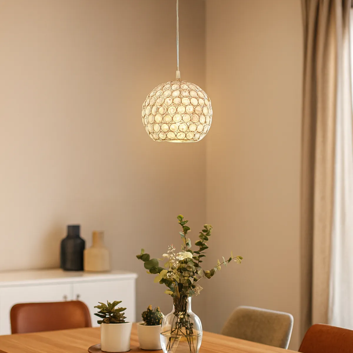 JUST HOME COLLECTION - Lámpara Colgante Almada 1 Luz Acero Transparente 30 W 18 cm