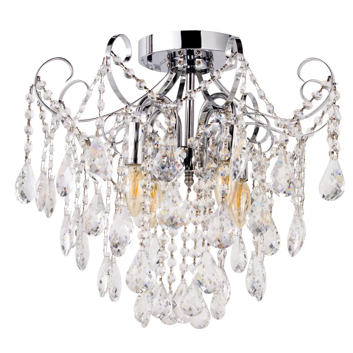 JUST HOME COLLECTION - Lámpara Colgante Alaran 4 Luces Acero Incoloro/Transparente 30 W 45 cm