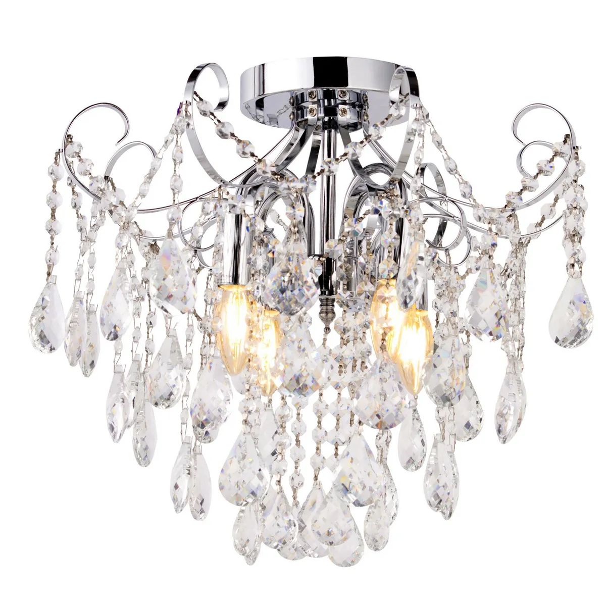 JUST HOME COLLECTION - Lámpara Colgante Alaran 4 Luces Acero Incoloro/Transparente 30 W 45 cm