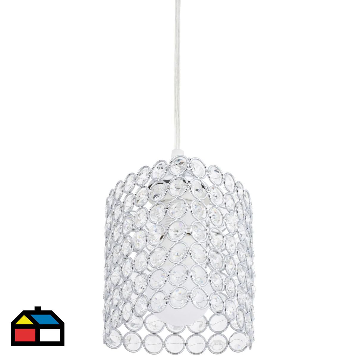 JUST HOME COLLECTION - Lámpara Colgante Ovar 1 Luz Acero Transparente 30 W 14 cm