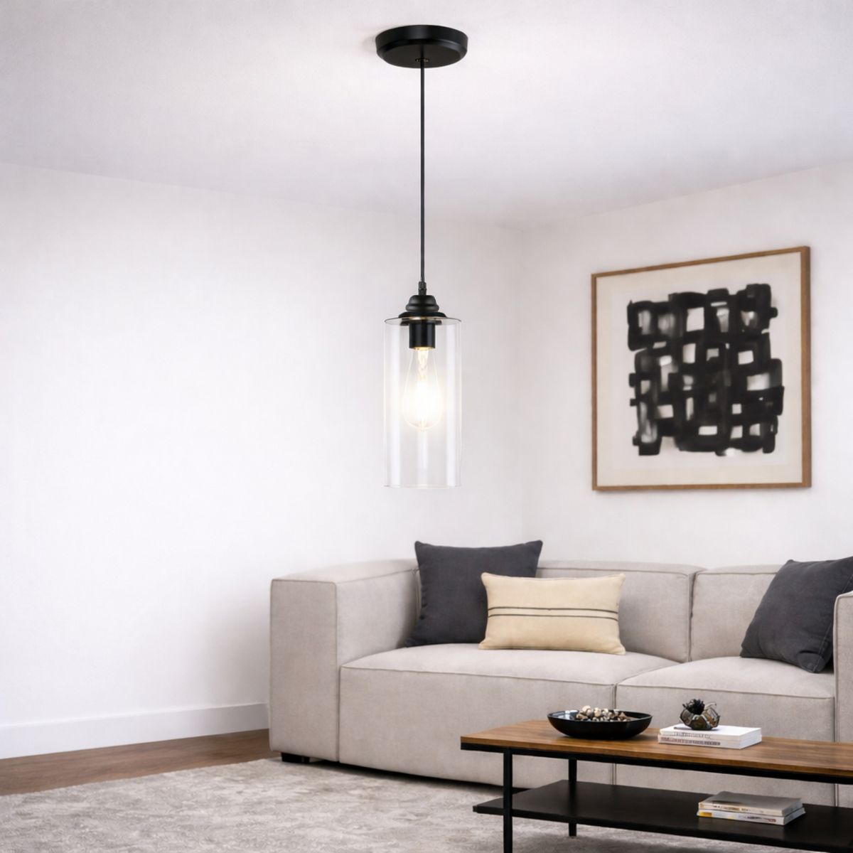 JUST HOME COLLECTION - Lámpara Colgante de Techo 1 Luz Brest Negra
