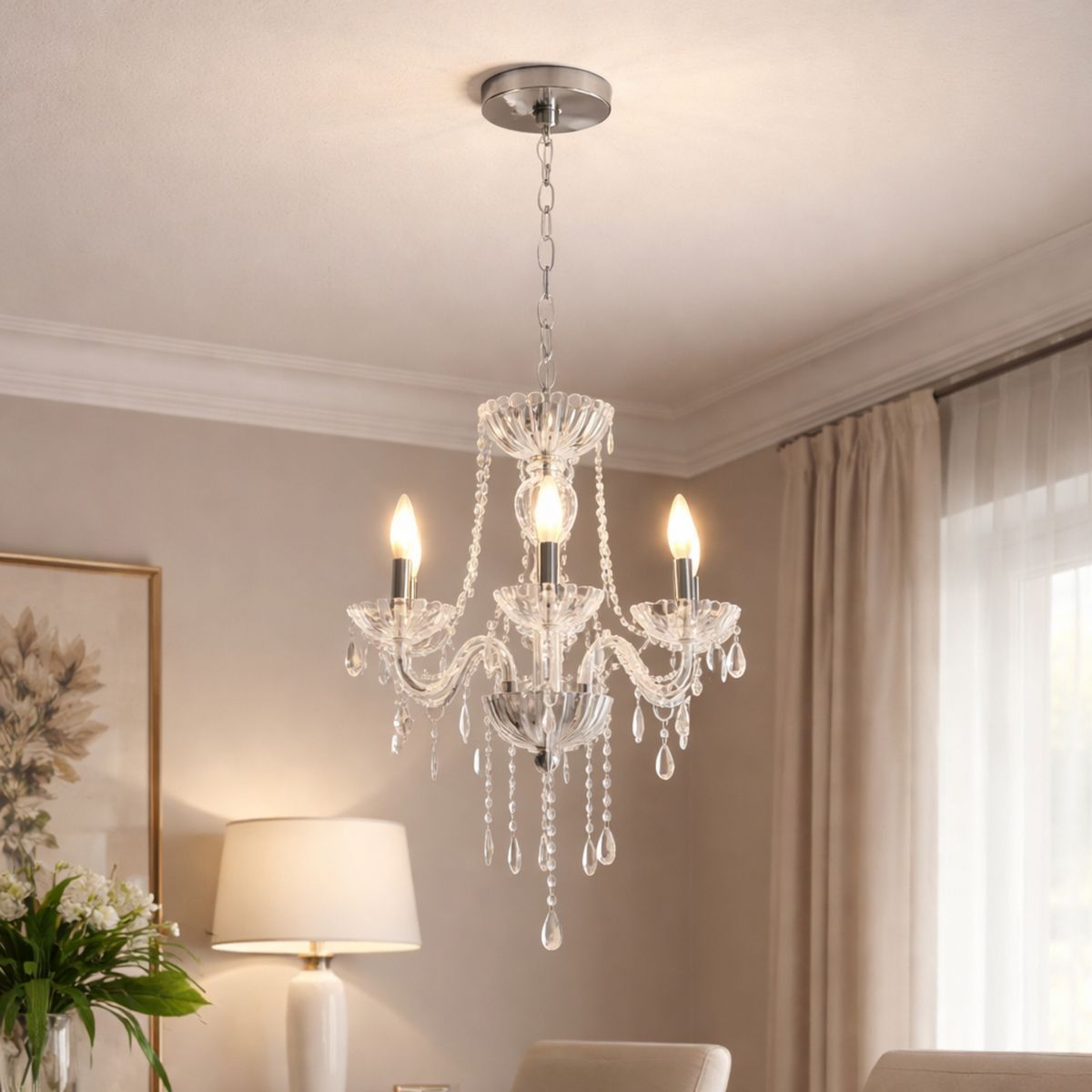 JUST HOME COLLECTION - Lámpara Colgante de Techo 3 Luces Auriga Plateada