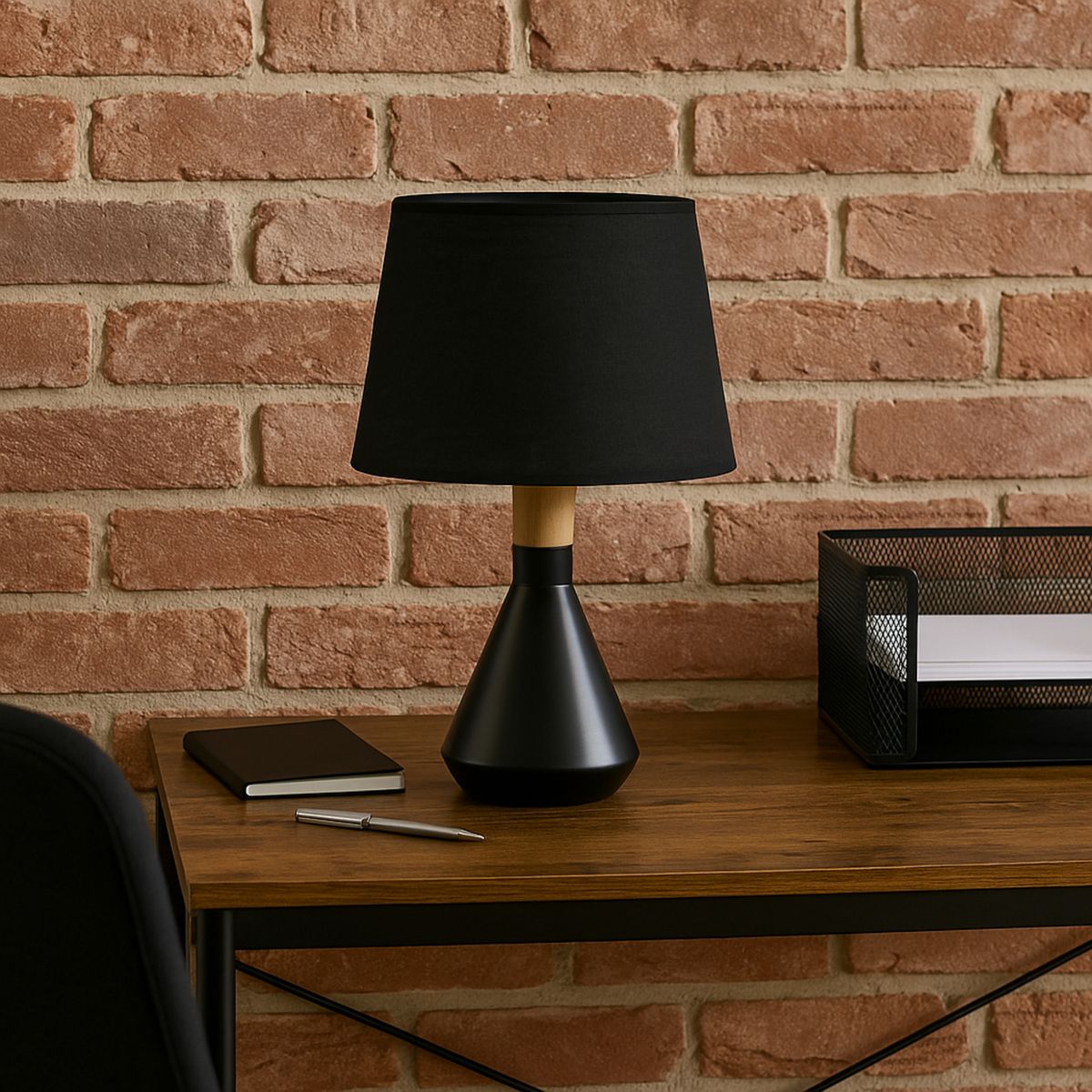 JUST HOME COLLECTION - Lámpara de Mesa Harlow 1L E14 Negro