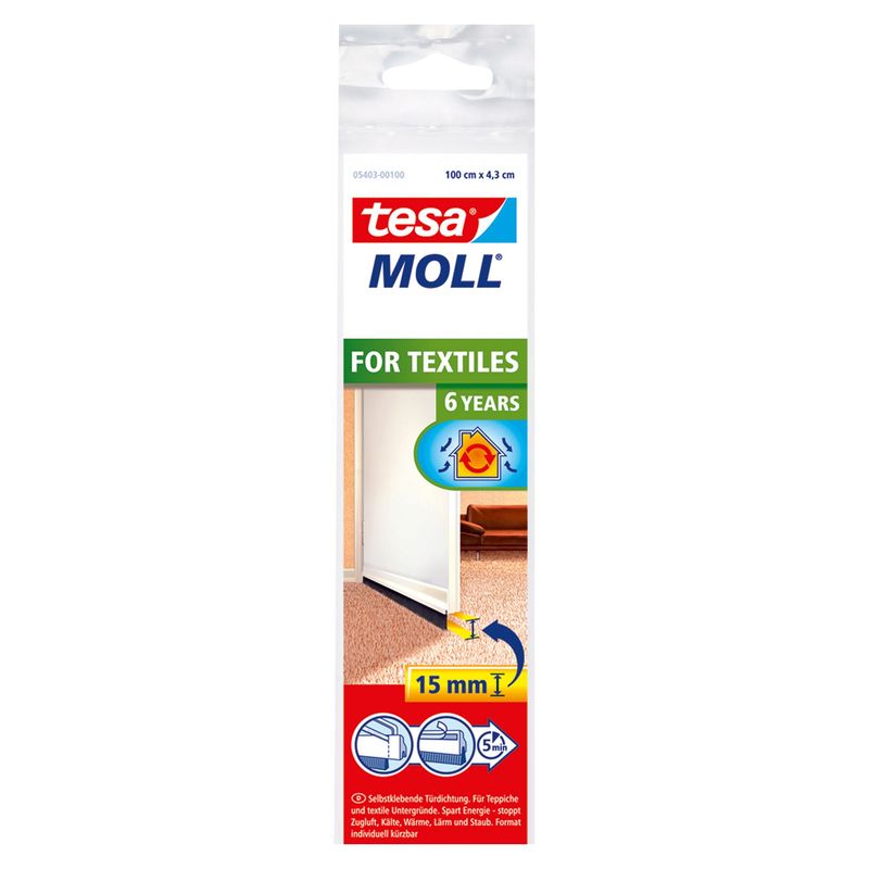 TESA - Escobilla Bajo Puerta Alfombras Blanco 1Mx43MM