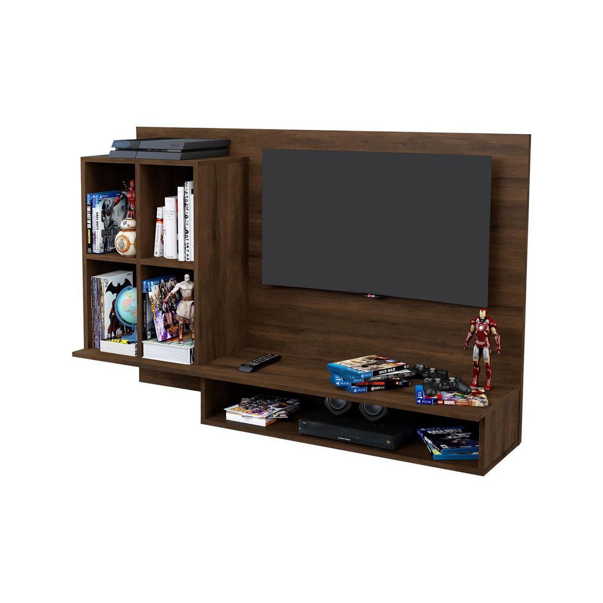 CASA BELLA - Escritorio Flotante Rectangular Color Cedro De Mdp Modelo Clásico