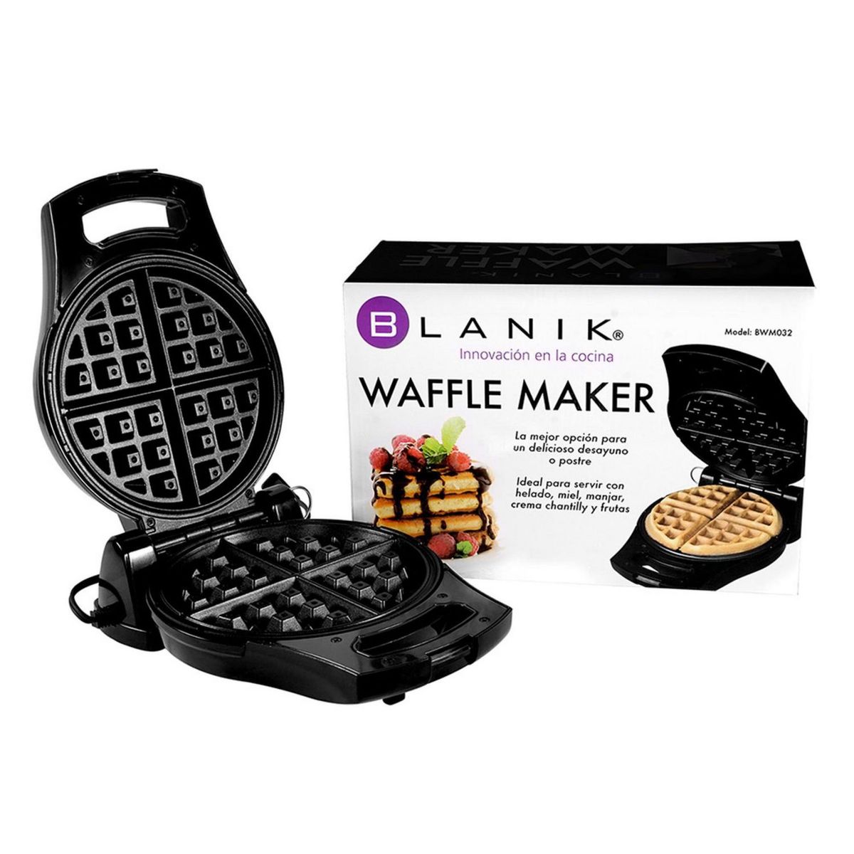 BLANIK - Máquina para hacer Waffles BWM032 Negro