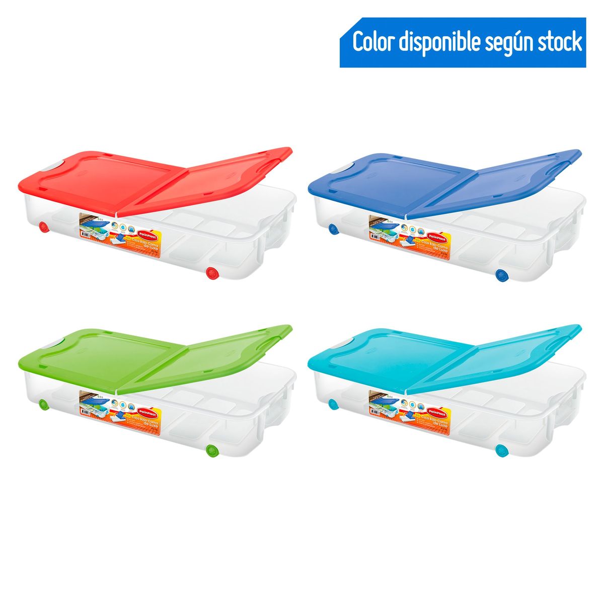 POLINPLAST - Caja Bajo Cama de Luxe con Ruedas 63L