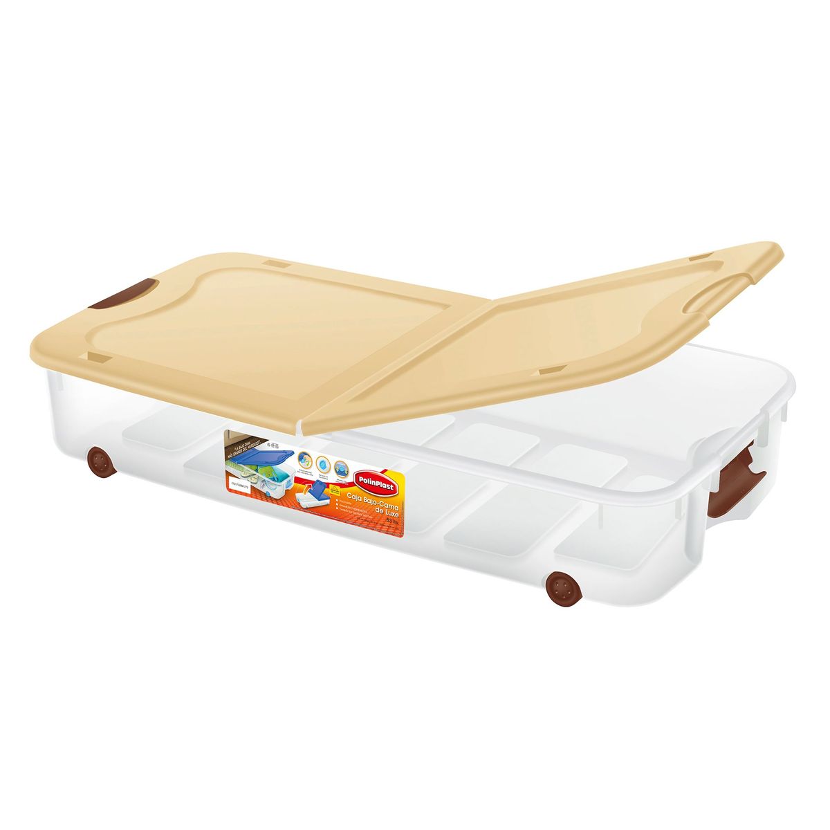 POLINPLAST - Caja Bajo Cama de Luxe con Ruedas 63L