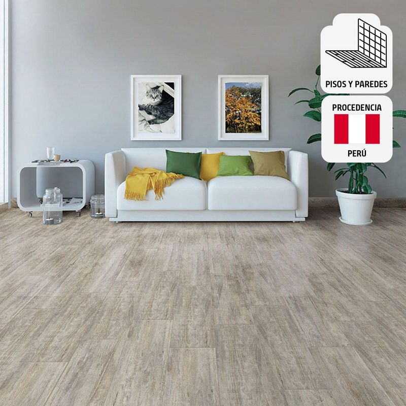 SAN LORENZO - Cerámica Gris 21x62 Maderadas Mate 1.61 m2