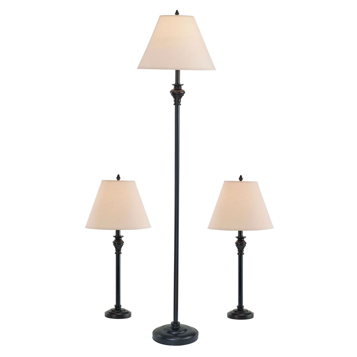 JUST HOME COLLECTION - Lámpara de Pie Tally Blanco/Café 3 Luces E27