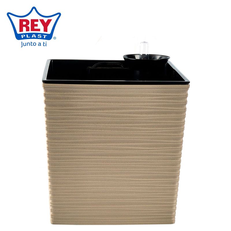 REY - Maceta Piedra con Riego 19x19cm Taupe