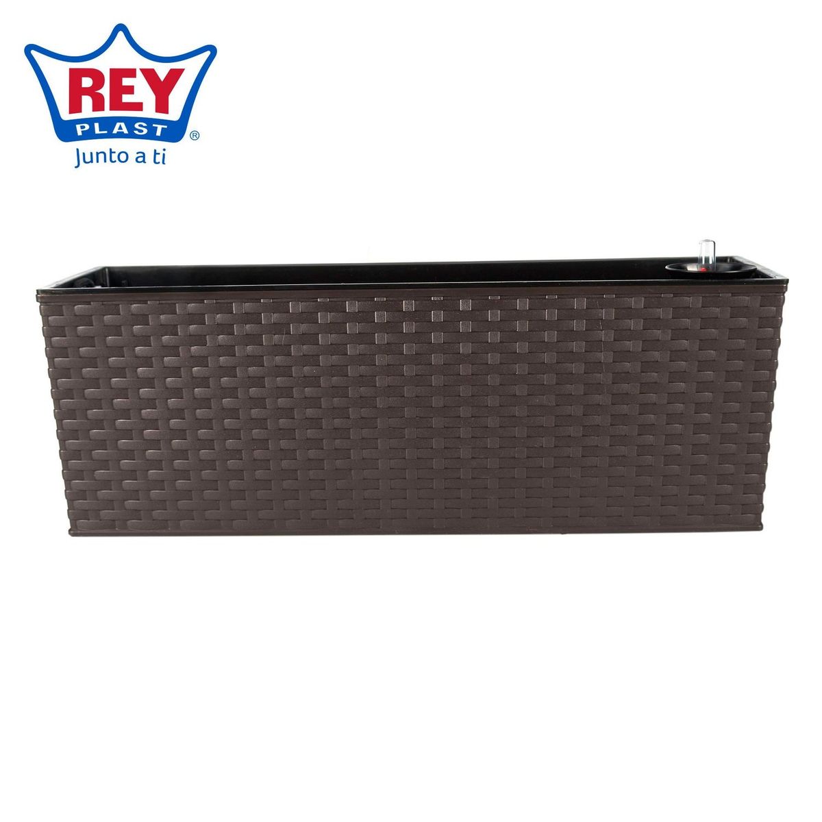 REYPLAST - Maceta Ratan con Riego Marrón 56x19cm