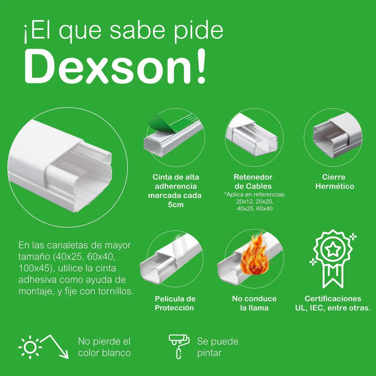 GENERICO - Canaleta 32X12mm Sin Adhesivo - DEXSON