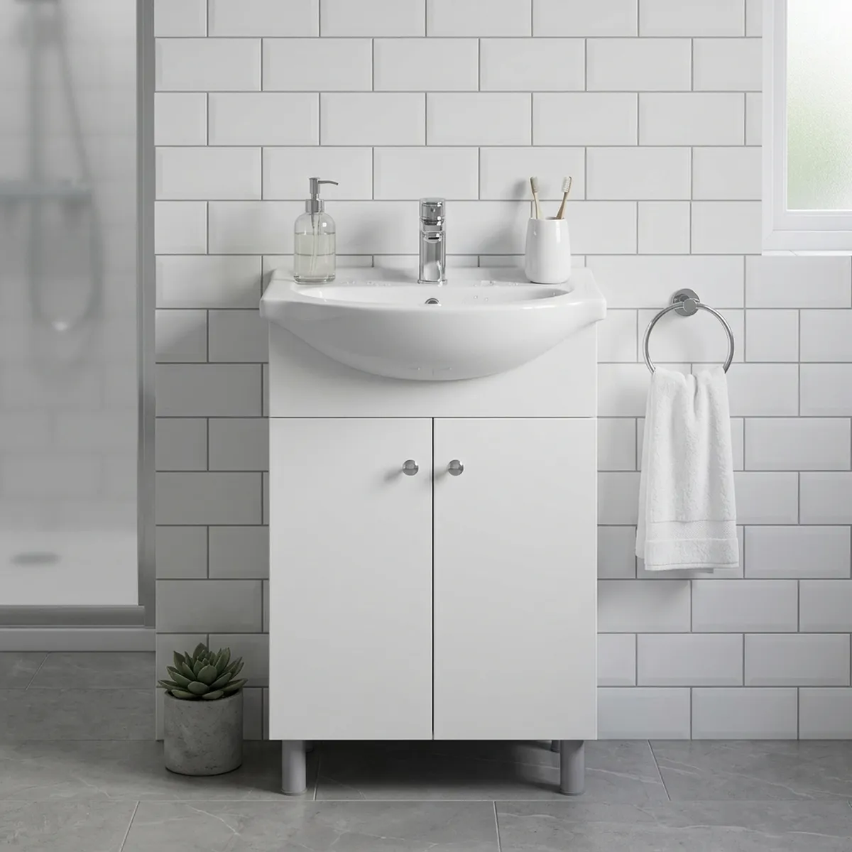 SENSI DACQUA - Mueble de Baño Vanitorio 2 Puertas Blanco 60x86x43cm
