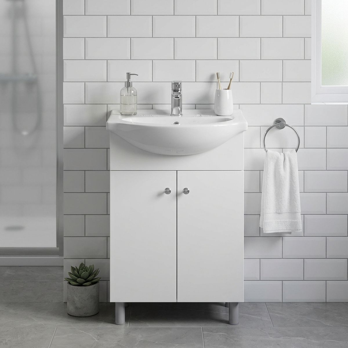 SENSI DACQUA - Mueble de Baño Vanitorio 2 Puertas Blanco 60x86x43cm