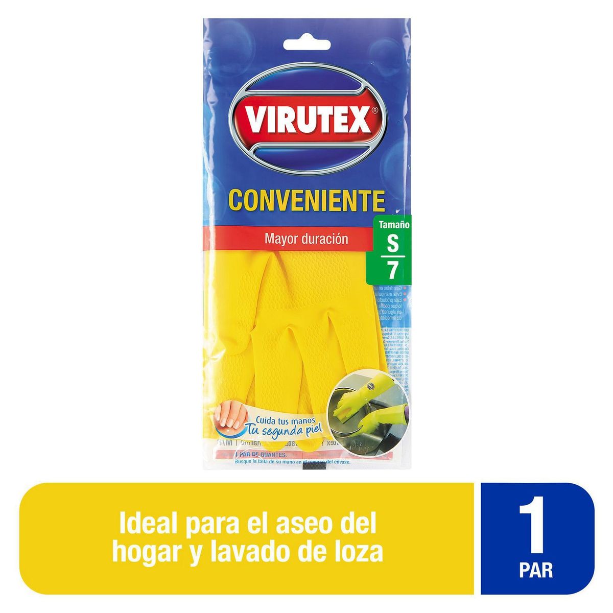 VIRUTEX - Guantes de Látex Talla S - Amarillo