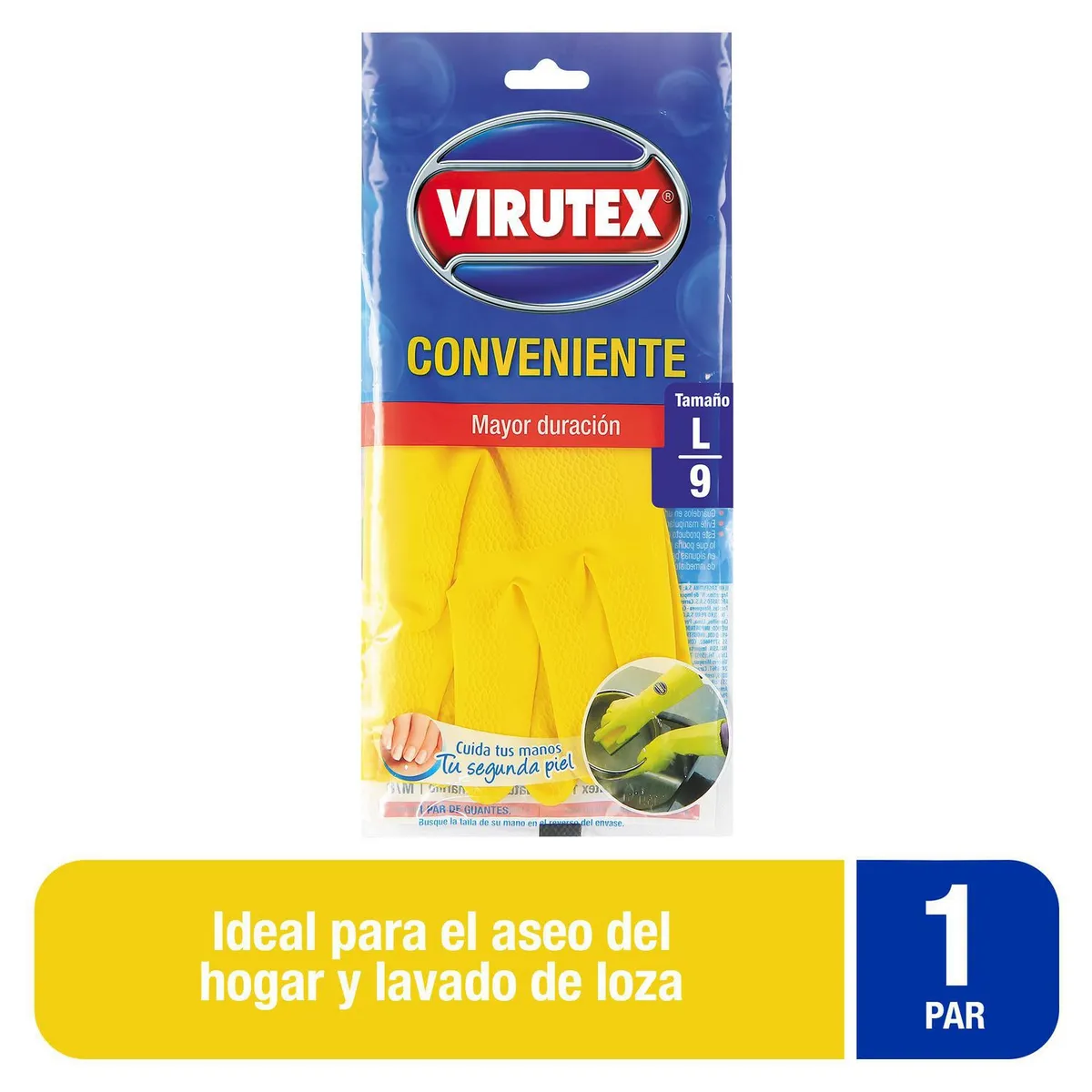 VIRUTEX - Guantes de Látex Talla L - Amarillo