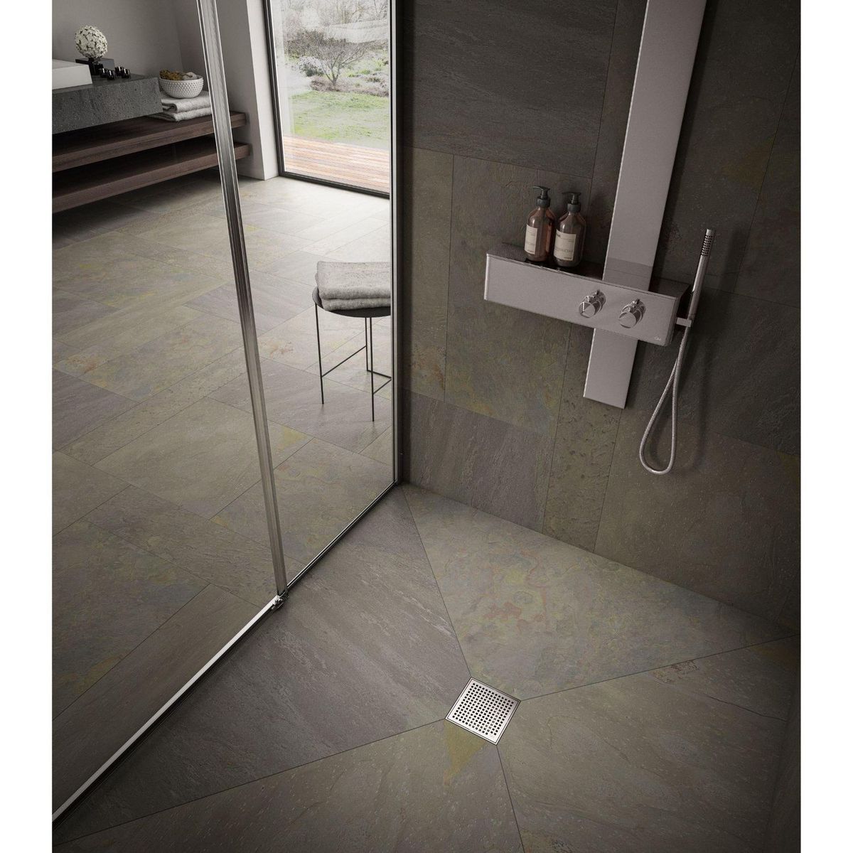 QM DRAIN - Desagüe Lagos Cuadrado 5 3/4'' Acero Pulido